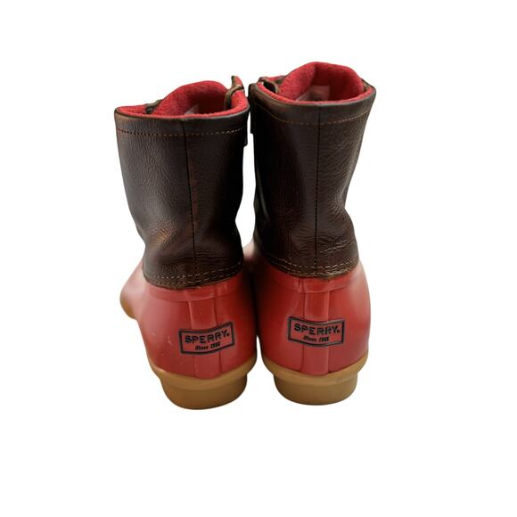 Sperry Saltwater Duck Boots Women’s 11 | Waterproof Lace-Up Red Rubber Booties - Picture 4 of 7
